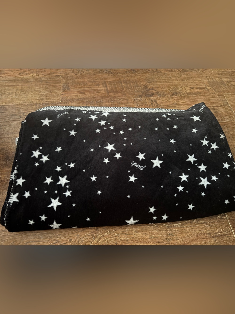 Victorias Secret PINK Sherpa Star Print Plush Blanket 60 x 72 Galaxy RARE